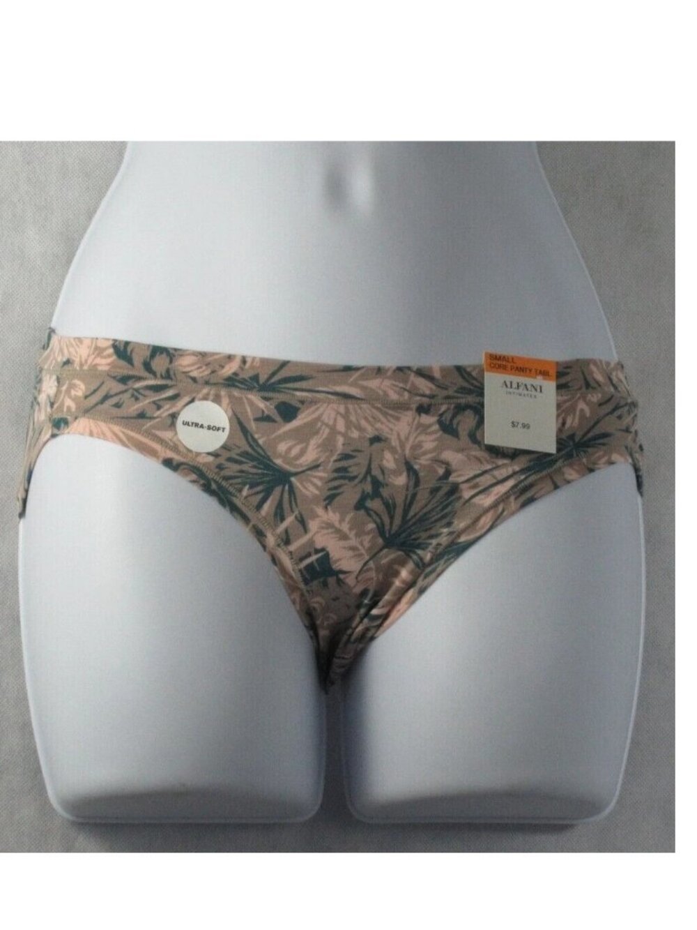 Alfani Women's Ultra Soft Bikini Panty Underwear, Tropical Leaves Multi, Small